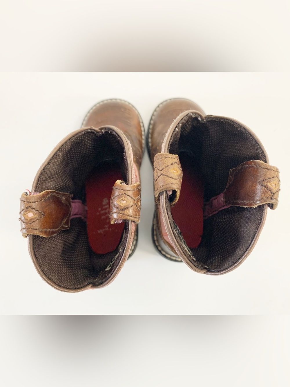 Justin Toddler "Gypsy" Pink Brown Leather Western Boots ~ 9 - Picture 8 of 8